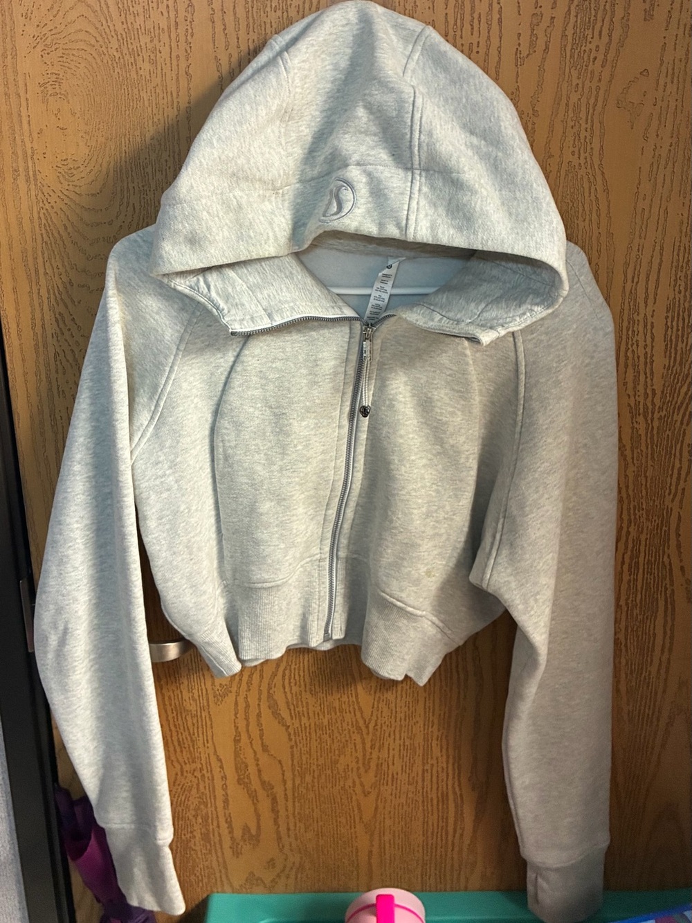 lululemon athletica Light Gray Cropped Scuba Zip Hoodie